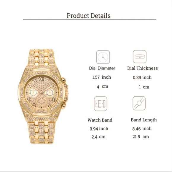 Golden Rhinestones Watch - Picture 4 of 7